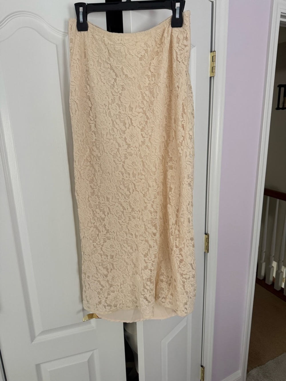 Le Lis Lace Maxi Skirt in Light Beige